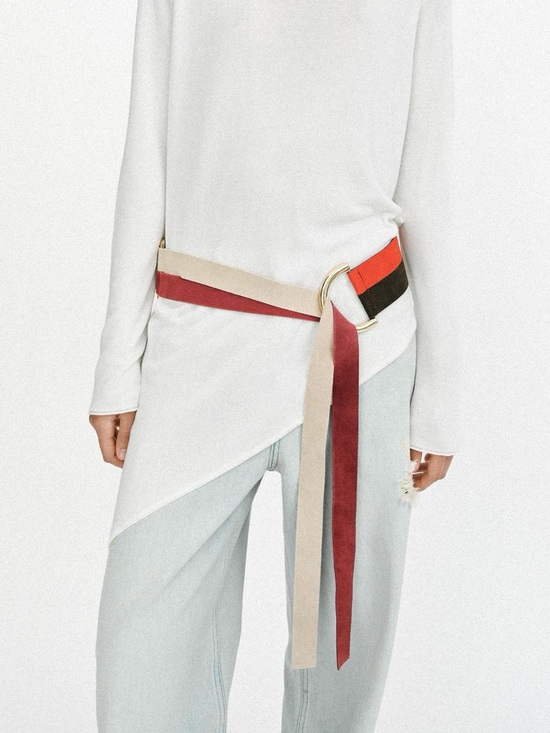 ZARA 100% SPLIT LEATHER DOUBLE STRAP BELT